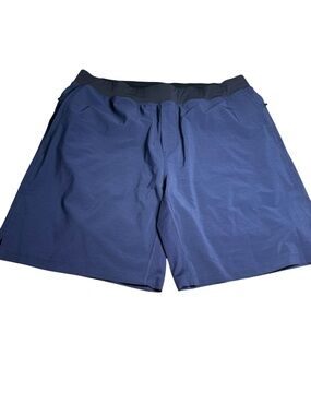 Fabletics Men's Athletic Shorts in Navy Blue with Black Waistband